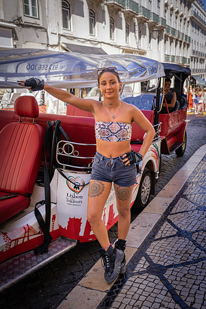 Woman posing for us