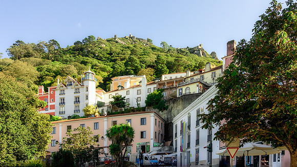 Town of Sintra with Moorish castle in the background